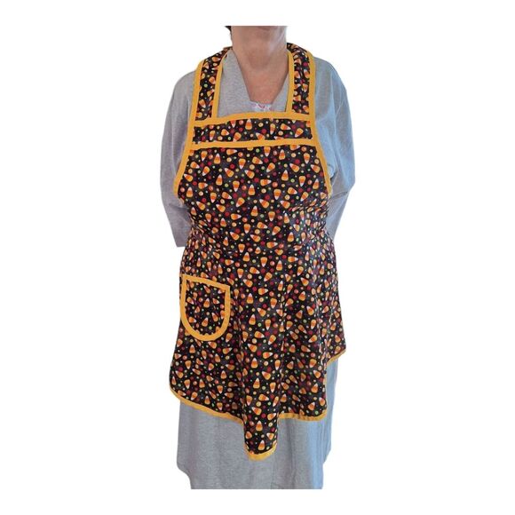 Fall Festival Bib Apron Candy Corn Homemade Adjustable Ties One size - Picture 1 of 4